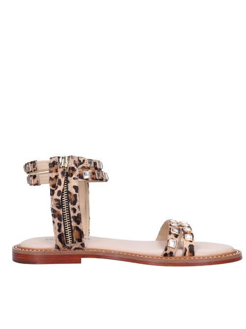 Leather and pony skin sandals EMANUELLE VEE | 431M-708-14-POBEIGE